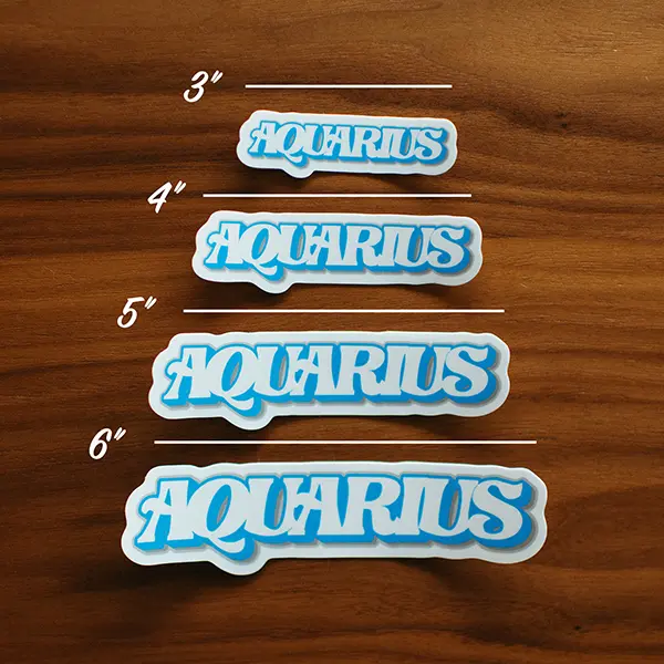 Aquarius Zodiac Sign Sticker Sizes