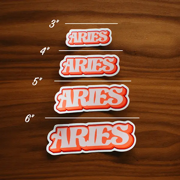 Aries Zodiac Sign Sticker Sizes