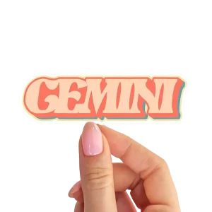 Gemini Zodiac Sticker – Peach & Coral Retro Twin Energy Decal