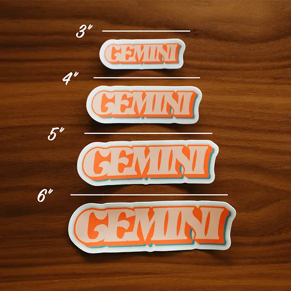 Gemini Zodiac Sticker Sizes