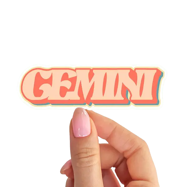 Gemini Zodiac Sticker – Peach & Coral Retro Twin Energy Decal