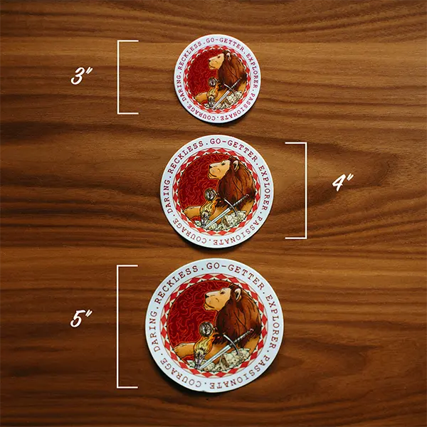 Gryffindor Round Sticker Sizes