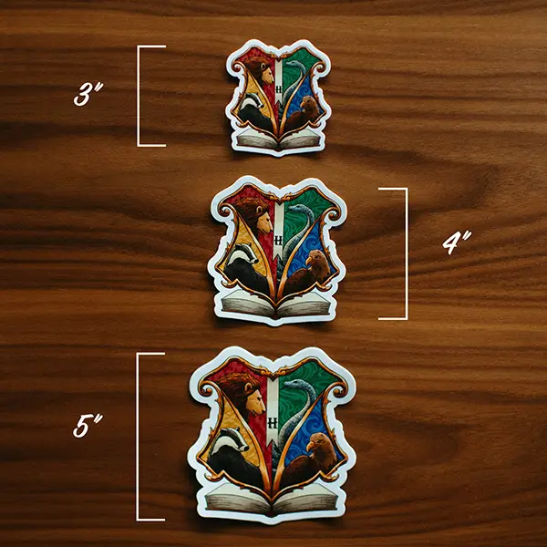 Hogwarts Houses Stickers Sizes