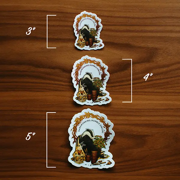 Huffle Puff Vibe Vinyl Sticker Sizes