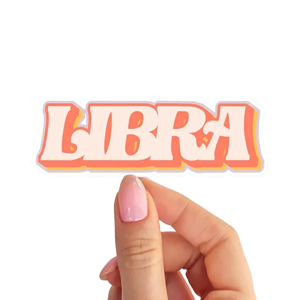 Libra Zodiac Sticker – Retro Peach Aesthetic