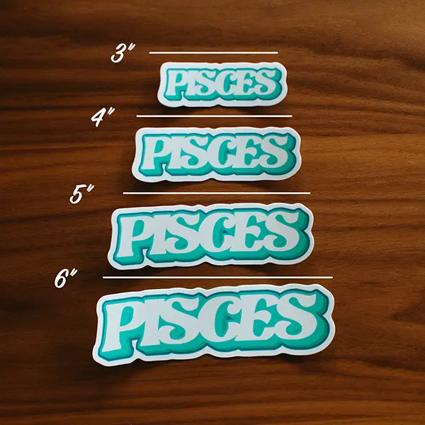 Pisces Zodiac Sticker Sizes