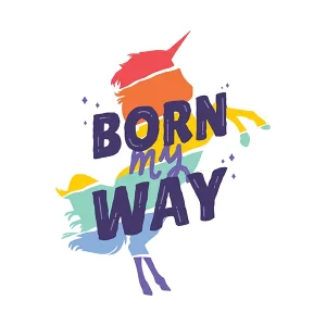Rainbow “Born My Way” Unicorn Sticker