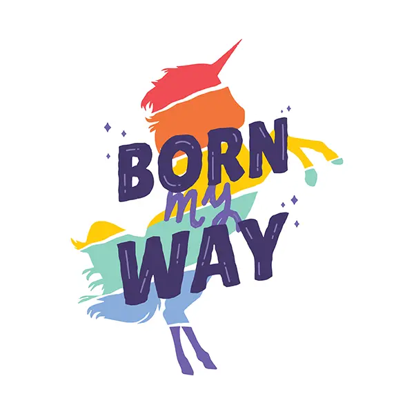 Rainbow “Born My Way” Unicorn Sticker