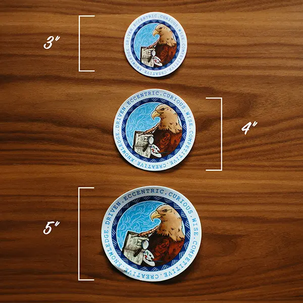 Ravenclaw Round Sticker Sizes
