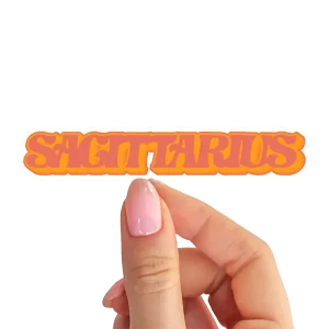 Retro Sagittarius Zodiac Sticker with Bold Orange Aesthetic