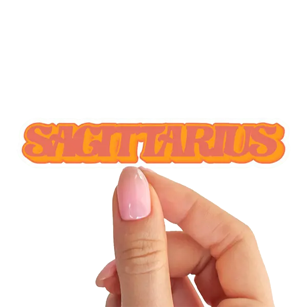 Retro Sagittarius Zodiac Sticker with Bold Orange Aesthetic