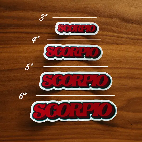 Scorpio Zodiac Sticker Sizes