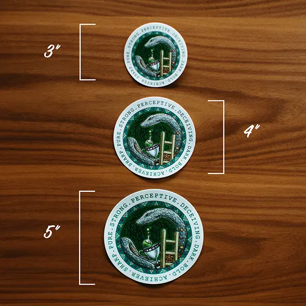 Slytherin Round Sticker Sizes