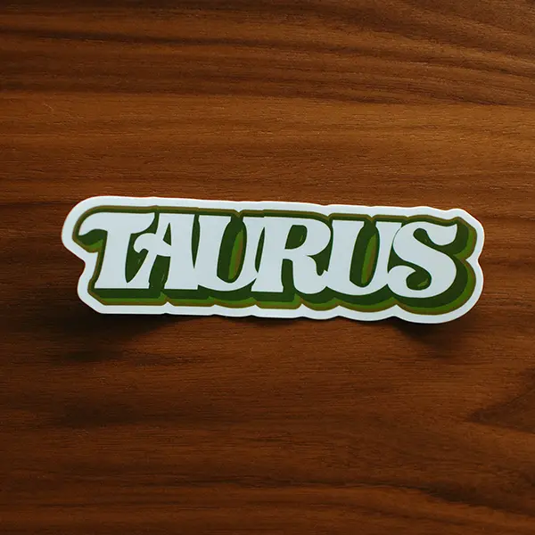Taurus Zodiac Lettering Premium Vinyl Sticker