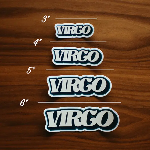 Virgo Zodiac Sticker Sizes