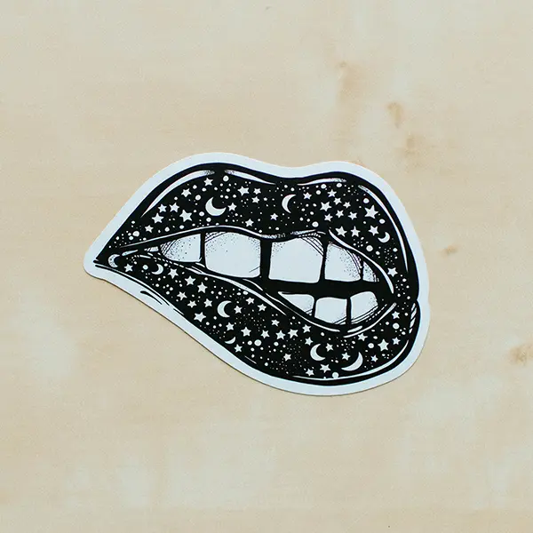 Biting Lips Vinyl Sticker
