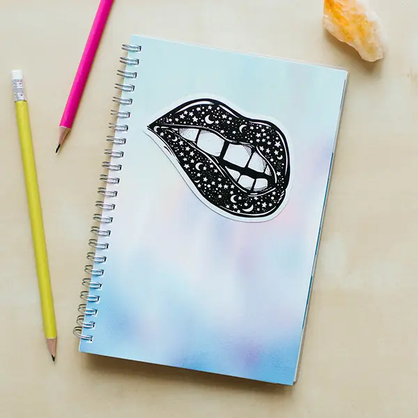 Black Biting Lips Vinyl Sticker