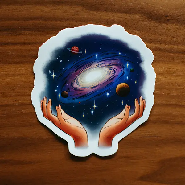 Galaxy sticker with planets and stars