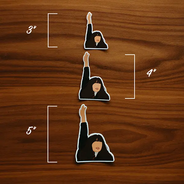 Hermione Granger Raising Hand Sticker Sizes