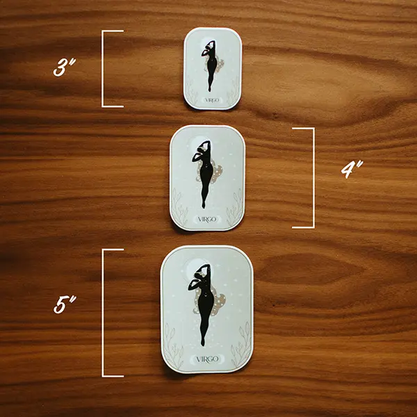 Virgo Muse Sticker Sizes