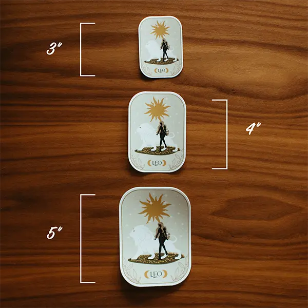 Leo Zodiac Vinyl Sticker Sizes