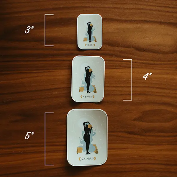 Mystic Aquarius Zodiac Sticker Sizes