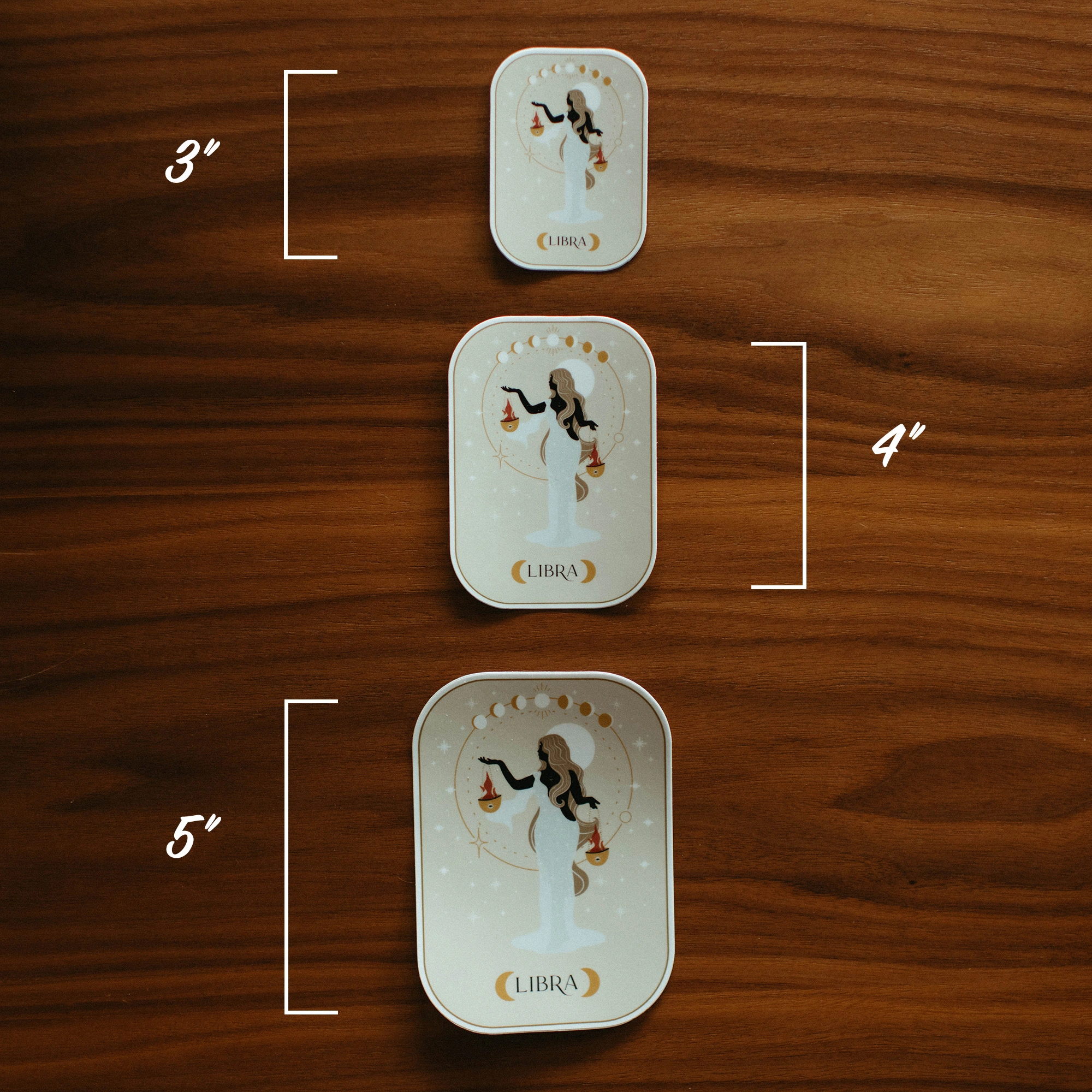 Modern Libra Astrology Vinyl Sticker Sizes